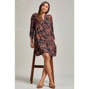 NWT Dear Scarlett Shift Dress Womens S Black Orange Floral SCARLETT-D007 Boho